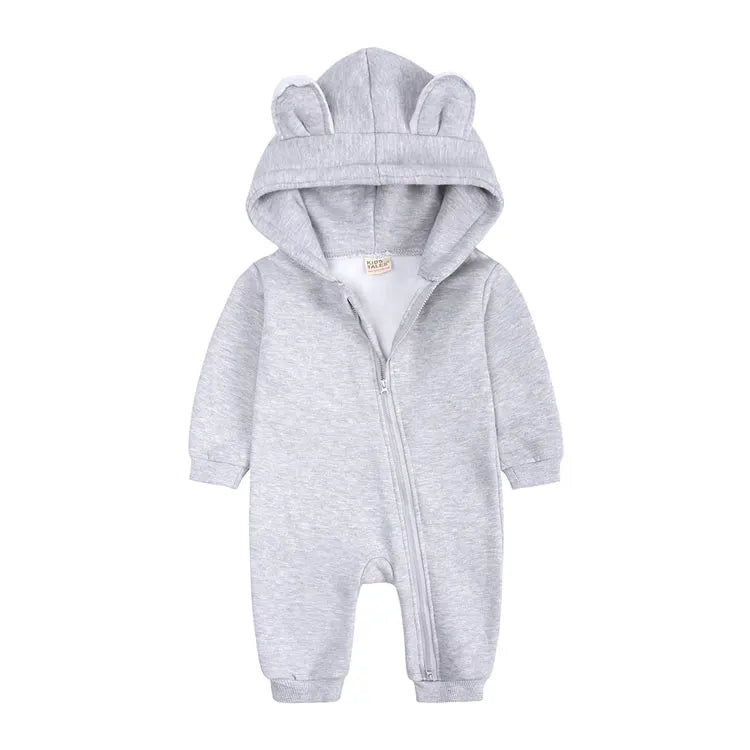 Long Sleeve Hooded Zipper Newborn Baby Clothes Winter Baby Girl Romper Winter Warm Newborn Clothing Girls Rompers  3-24 Months