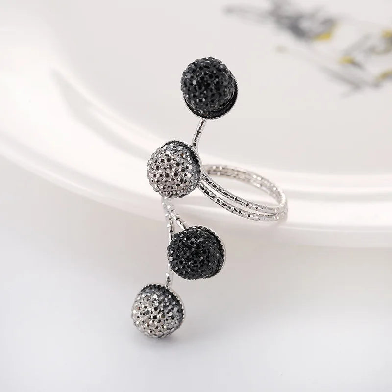 Vintage  Black Rhinestone Opening ring Knuckle Finger Midi Rings Set for Women Punk Statement elegant rings Female Wedding