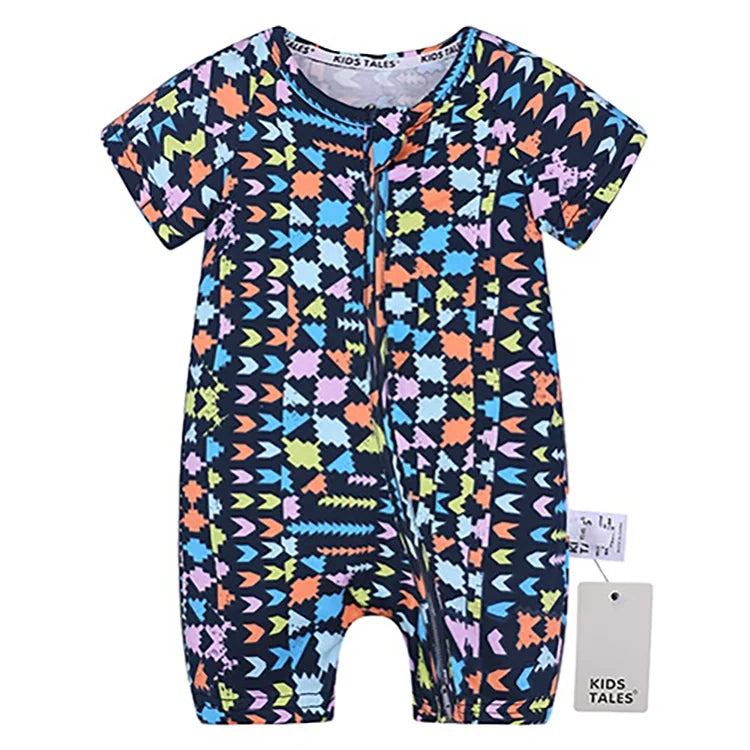 Cartoon Print Baby Romper Fashion Toddler Girl Summer Clothes Cotton Zipper Short Sleeve Newborn Boys Rompers 3-24 Months