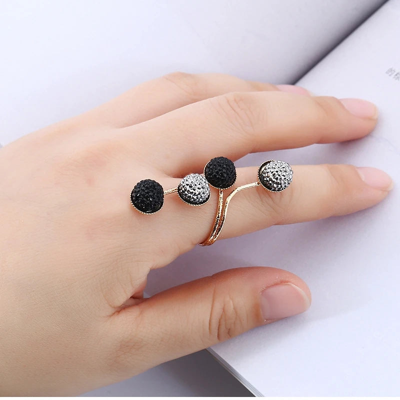 Vintage  Black Rhinestone Opening ring Knuckle Finger Midi Rings Set for Women Punk Statement elegant rings Female Wedding