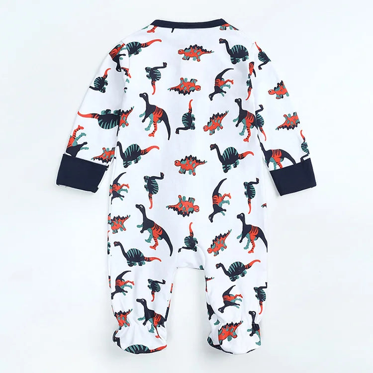 Summer Newborn Baby Boy Clothes Cartoon Print Baby Clothes Girl Romper Cotton Long Sleeve Zipper Infant Romper 6-24 Months