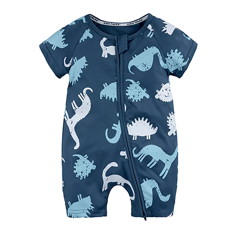 Cartoon Print Baby Romper Fashion Toddler Girl Summer Clothes Cotton Zipper Short Sleeve Newborn Boys Rompers 3-24 Months