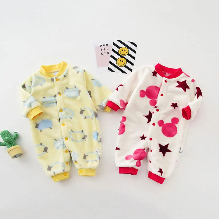 Flannel Long Sleeve Baby Clothes Boys Rompers Cartoon Baby Girl Romper Winter Warm Infant Clothing Boys Romper 3-18 Months