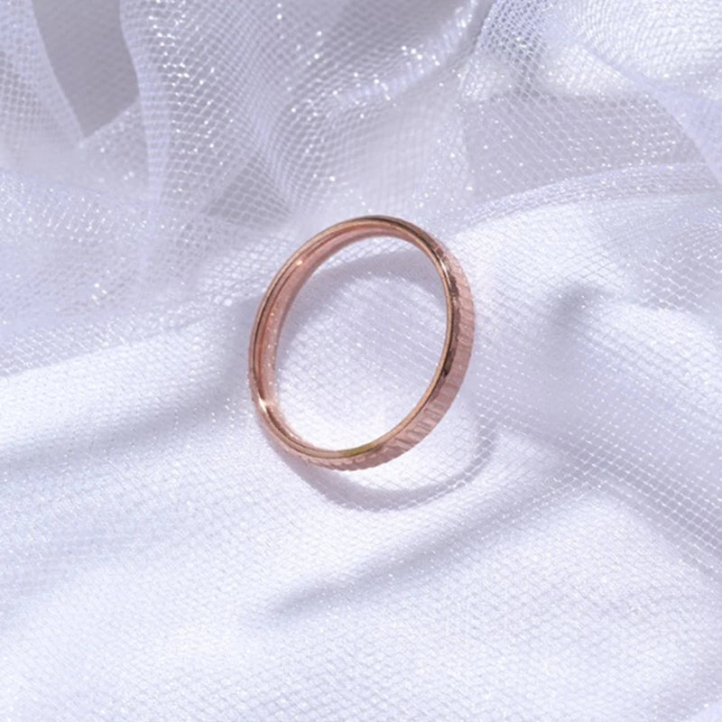 3MM Thin Titanium Steel Rose Gold  Couple Ring Simple Fashion Rose Gold Color Finger Ring For Women and Men mens gifts