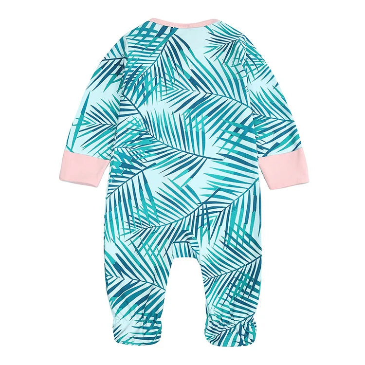 Summer Newborn Baby Boy Clothes Cartoon Print Baby Clothes Girl Romper Cotton Long Sleeve Zipper Infant Romper 6-24 Months