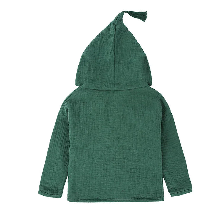 Solid Color Kids Jackets for Girls Cotton Linen Long Sleeve Hooded Baby Girl Jacket Spring Autumn Children Clothing 1-5 Years