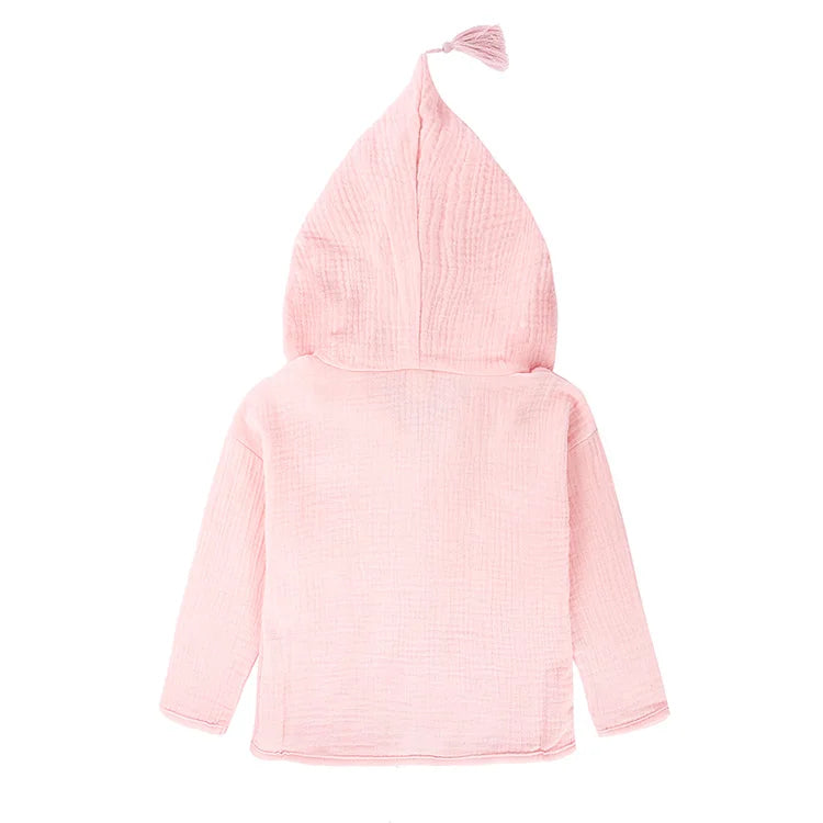 Solid Color Kids Jackets for Girls Cotton Linen Long Sleeve Hooded Baby Girl Jacket Spring Autumn Children Clothing 1-5 Years