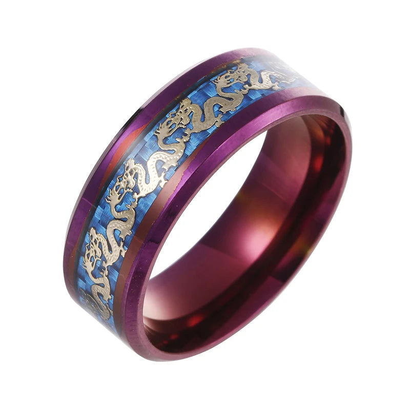 Stainless steel Dragon Phoenix Couples Wedding Rings Adjustable Jewelry Wholesale