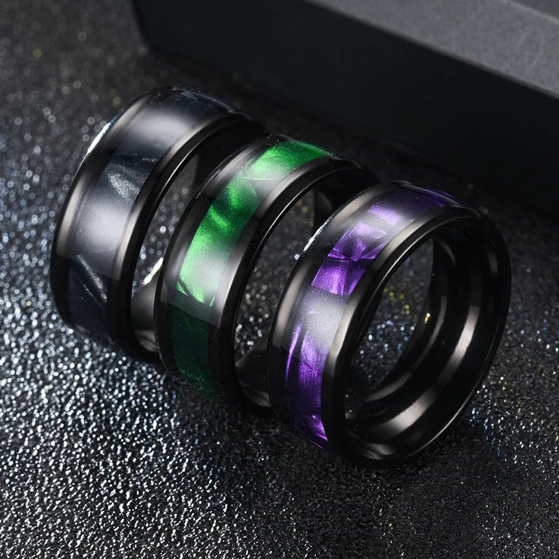 2022 Fashion Gradient Purple Color Shell Rings Stainless Steel For Men Women Gift Rings Dainty Female Nice Jewelry