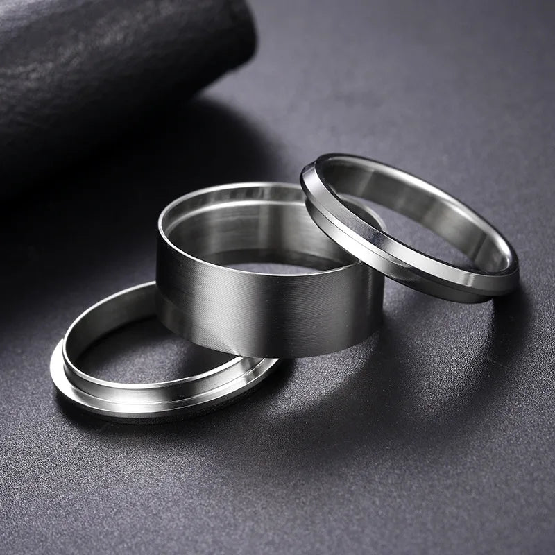 3 in 1 ring men stainless steel wedding ring fingertip ring DIY ring for  jewelry tool accessories wholesale supply