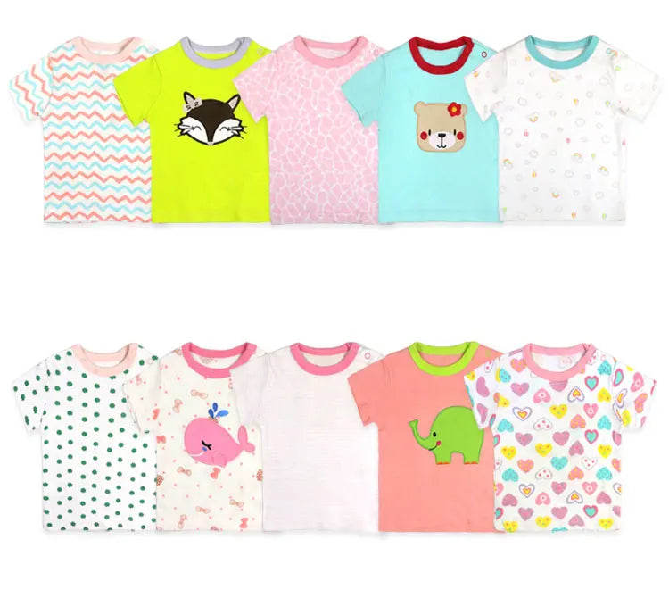 [5Pcs/lot Random Color]Cotton Baby Boy t-shirt Casual Baby Boy Shorts Sleeve Tops Summer Newborn T shirt 3-24 Months