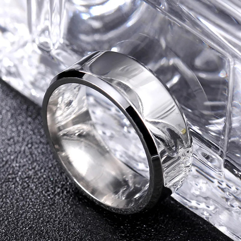 Fashion Charm Jewelry Ring for Men Women Stainless Steel Black Rings Wedding Engagement Band Quality Mirror Male Jewelry Custom