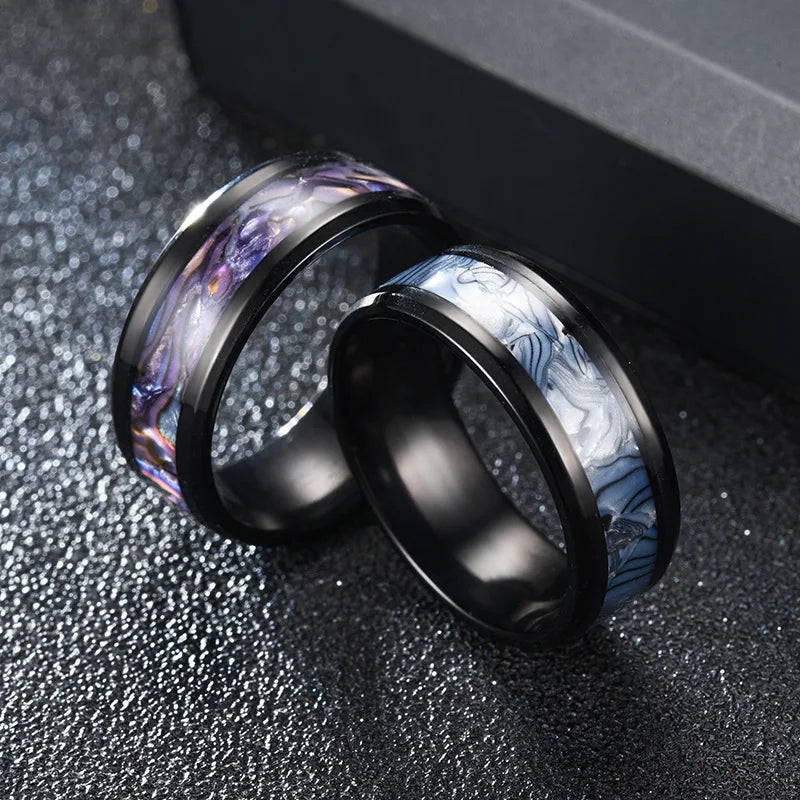 2022 Fashion Gradient Purple Color Shell Rings Stainless Steel For Men Women Gift Rings Dainty Female Nice Jewelry