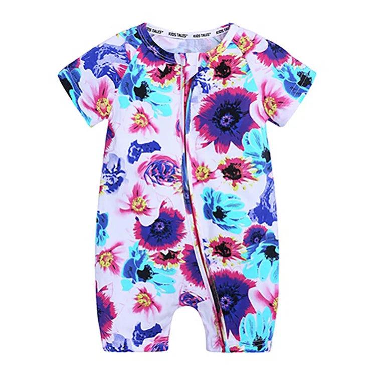 Cartoon Print Baby Romper Fashion Toddler Girl Summer Clothes Cotton Zipper Short Sleeve Newborn Boys Rompers 3-24 Months