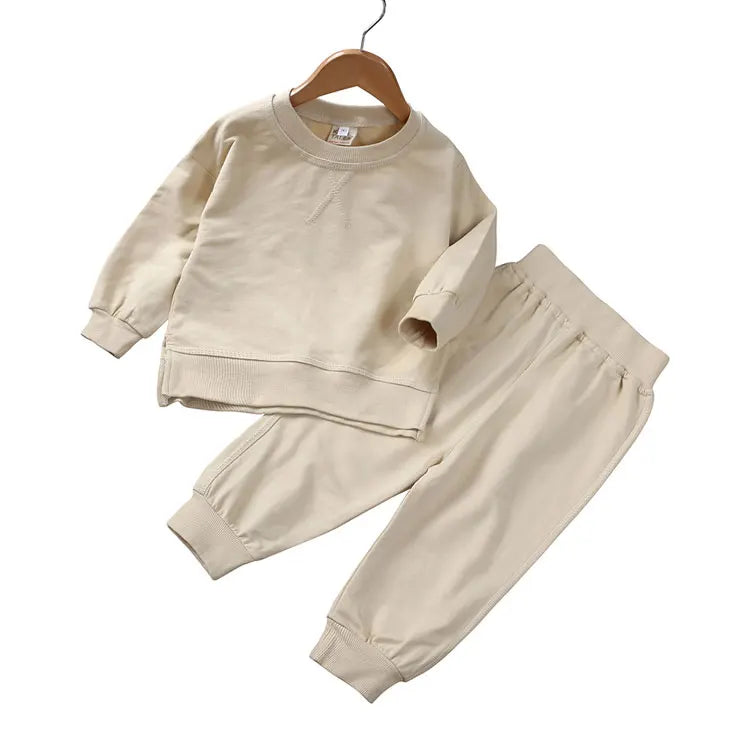 Fashion Solid Color Kids Tracksuit Sets Cotton Long Sleeve Tops Pants 2 Pcs Spring Autumn Children Clothing Boy Outfit 2-6 Years