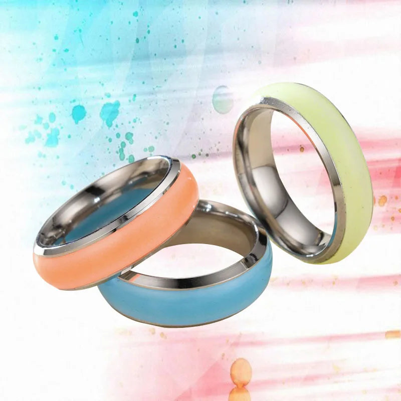 Fashion Colorful Luminous Resin Ring Women Men Fluorescent Glowing Rings Jewelry Glow In The Dark Finger Ring Band Halloween