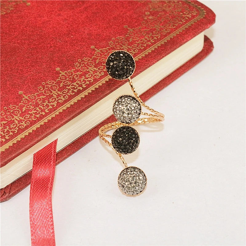 Vintage  Black Rhinestone Opening ring Knuckle Finger Midi Rings Set for Women Punk Statement elegant rings Female Wedding