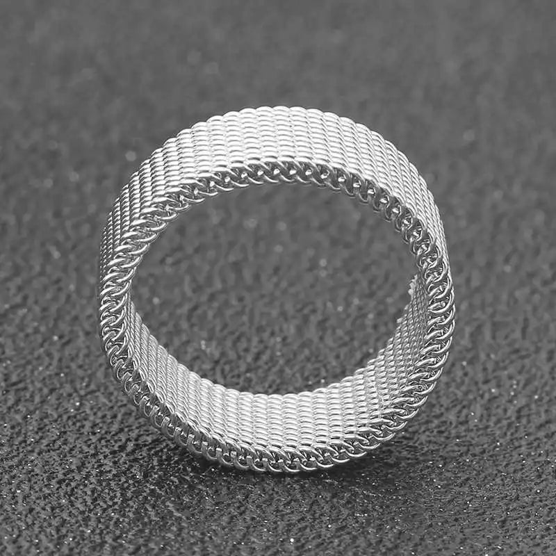 Modern stainless steel mesh band ring for men's woman's  jewelry mesh belt mesh cell ring Anillos Mujer Bague Anel Bague Aneis