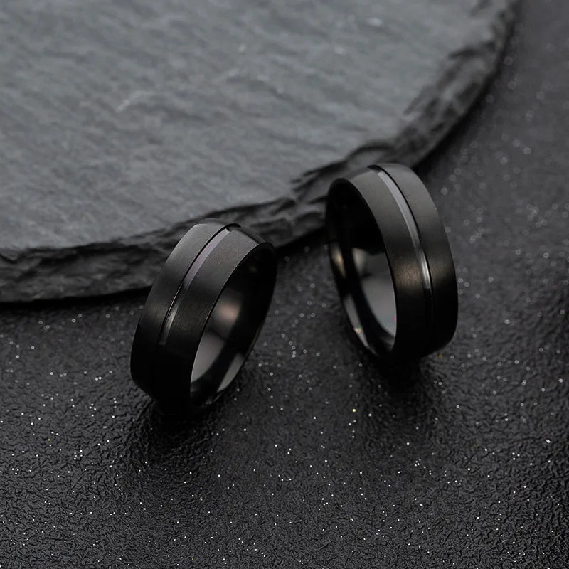 Fashion Men's Simple Ring Stainless Steel Matte Ring 2019 Luxury Brand Men's Black Arc Scrub Design Men's Jewelry