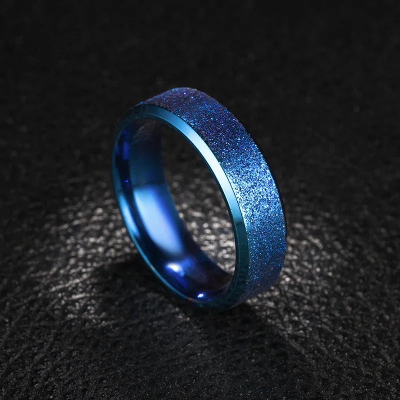 High quality colorful ring men's charm stainless steel matte ring female fashion wedding jewelry gift