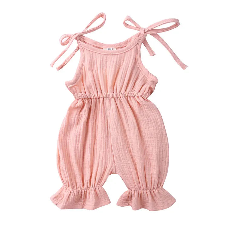 Solid Color Newborn Baby Romper Cotton Linen Slveeless Toddler Boys Romper Summer Cartoon Infant Baby Clothes 0-36 Months