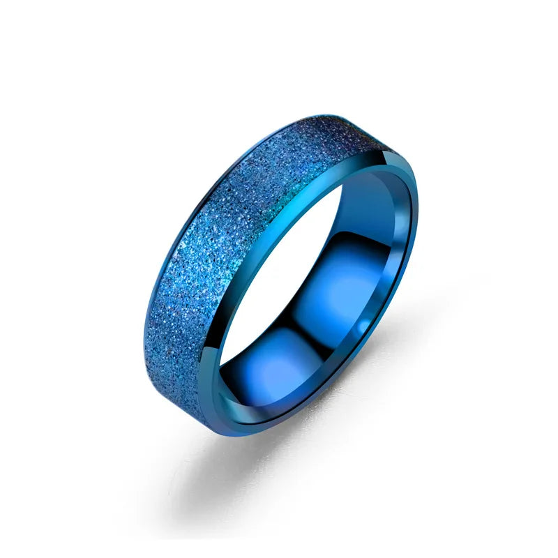 High quality colorful ring men's charm stainless steel matte ring female fashion wedding jewelry gift