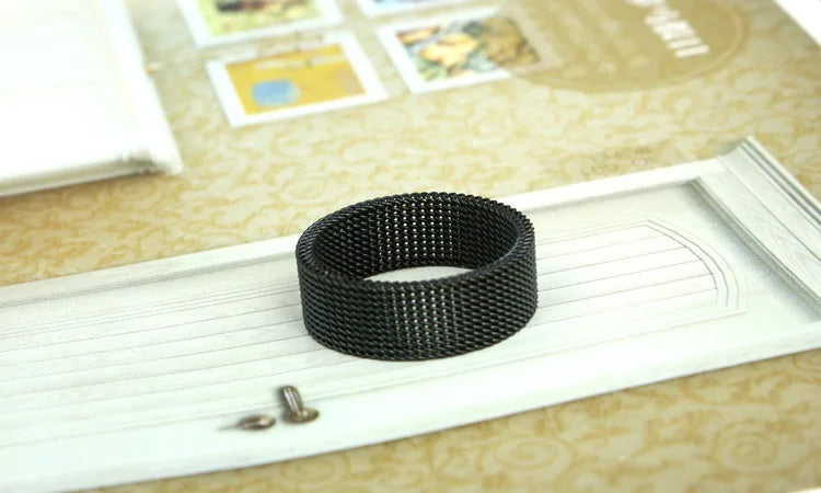 Modern stainless steel mesh band ring for men's woman's  jewelry mesh belt mesh cell ring Anillos Mujer Bague Anel Bague Aneis