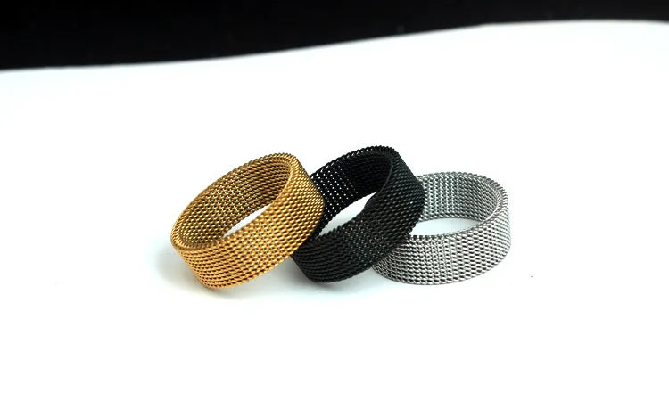 Modern stainless steel mesh band ring for men's woman's  jewelry mesh belt mesh cell ring Anillos Mujer Bague Anel Bague Aneis