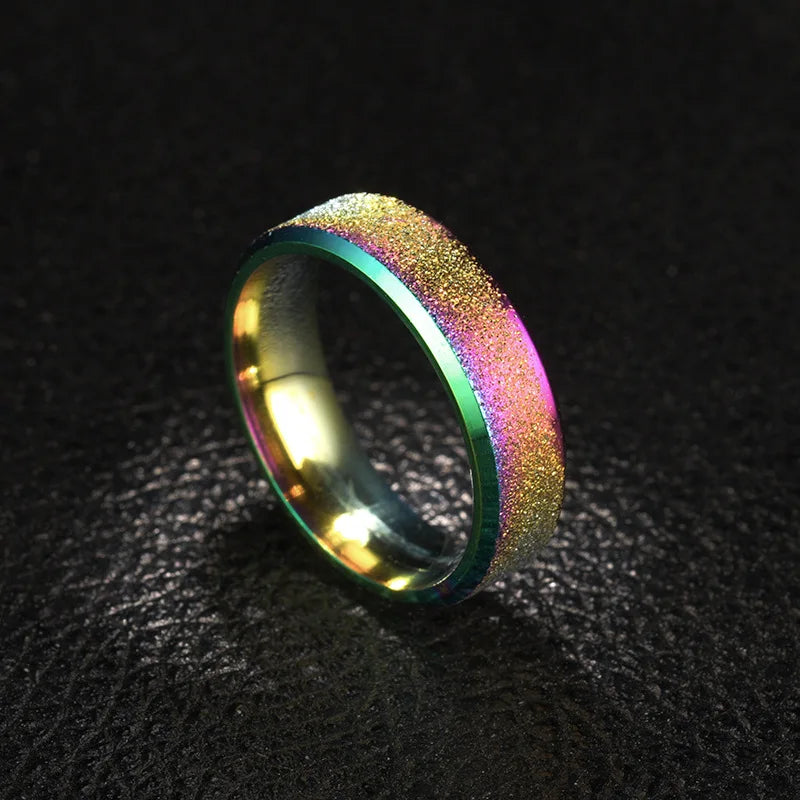 High quality colorful ring men's charm stainless steel matte ring female fashion wedding jewelry gift