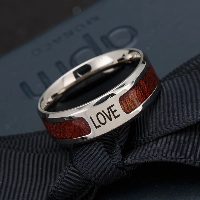 New Nordic Vikings Runes Amulet Life Tree Ring Men Stainless Steel Mosaic Wood Semi-circle Rings For Women Mens Jewelry Gift