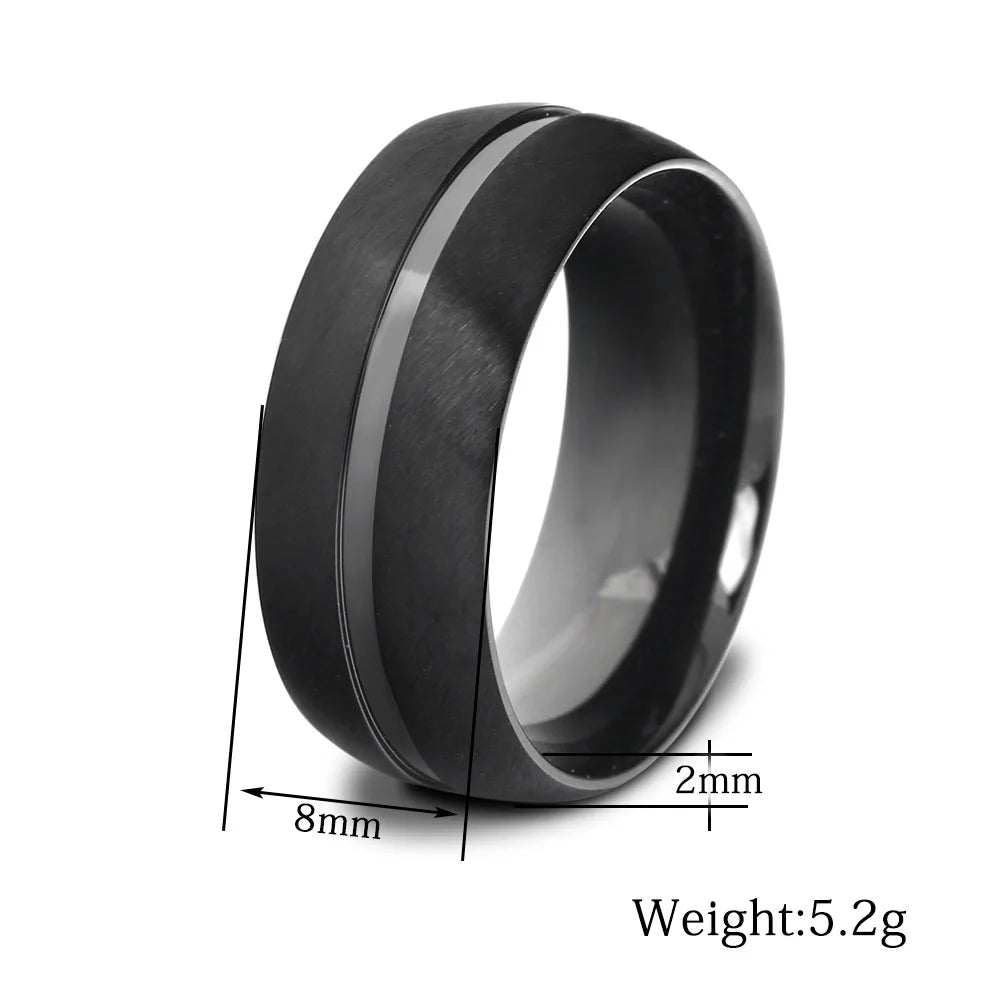 Fashion Men's Simple Ring Stainless Steel Matte Ring 2019 Luxury Brand Men's Black Arc Scrub Design Men's Jewelry