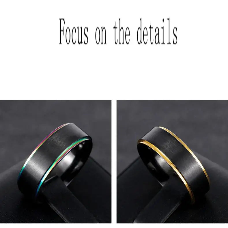 Mens Womens Rainbow Colorful LGBT Ring Stainless Steel Wedding Band Lebian & Gay Rings Drop Shipping