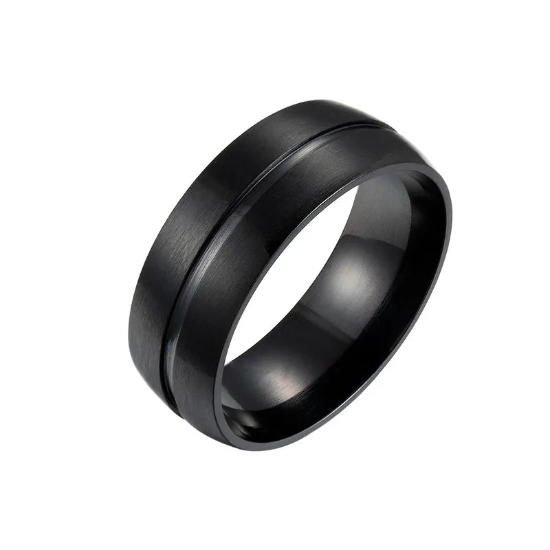 Fashion Men's Simple Ring Stainless Steel Matte Ring 2019 Luxury Brand Men's Black Arc Scrub Design Men's Jewelry