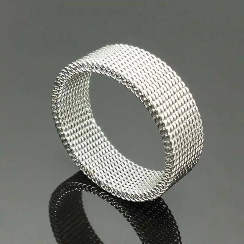 Modern stainless steel mesh band ring for men's woman's  jewelry mesh belt mesh cell ring Anillos Mujer Bague Anel Bague Aneis