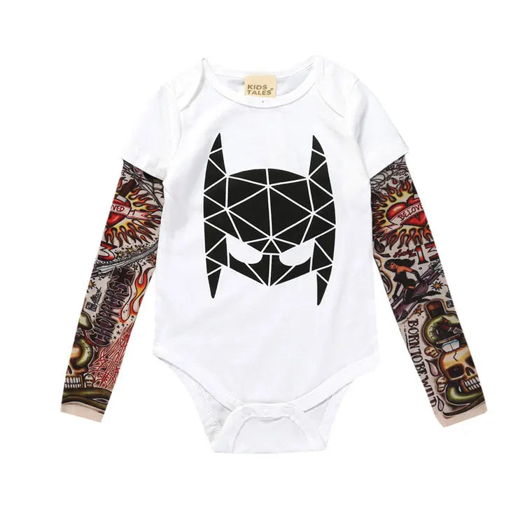 Spring Newborn Baby Bodysuit Cartoon Tattoo Baby Clothes Cotton Long Sleeve Infant Girls Clothes Print Newborn Boy Jumpsuit