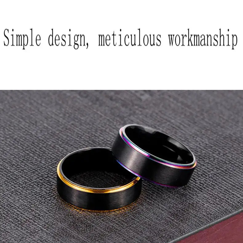 Mens Womens Rainbow Colorful LGBT Ring Stainless Steel Wedding Band Lebian & Gay Rings Drop Shipping