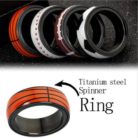 Anxiety Ring For Men Spinner Fidgets Rings Stainless Steel Basketball Football Rotate Freely Spinning Anti Stress  Jewelry