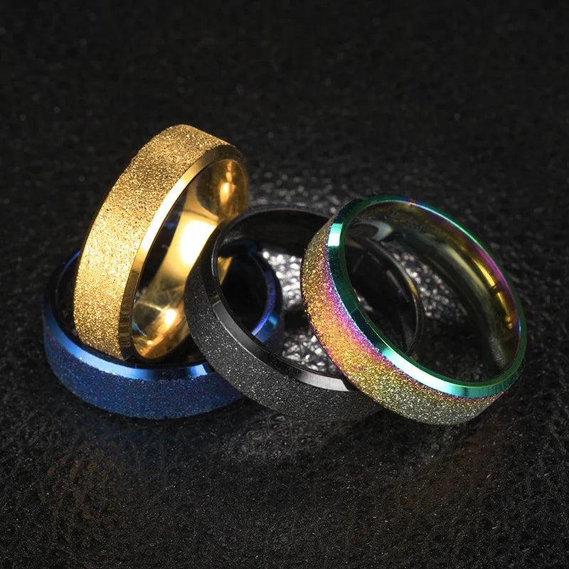 High quality colorful ring men's charm stainless steel matte ring female fashion wedding jewelry gift