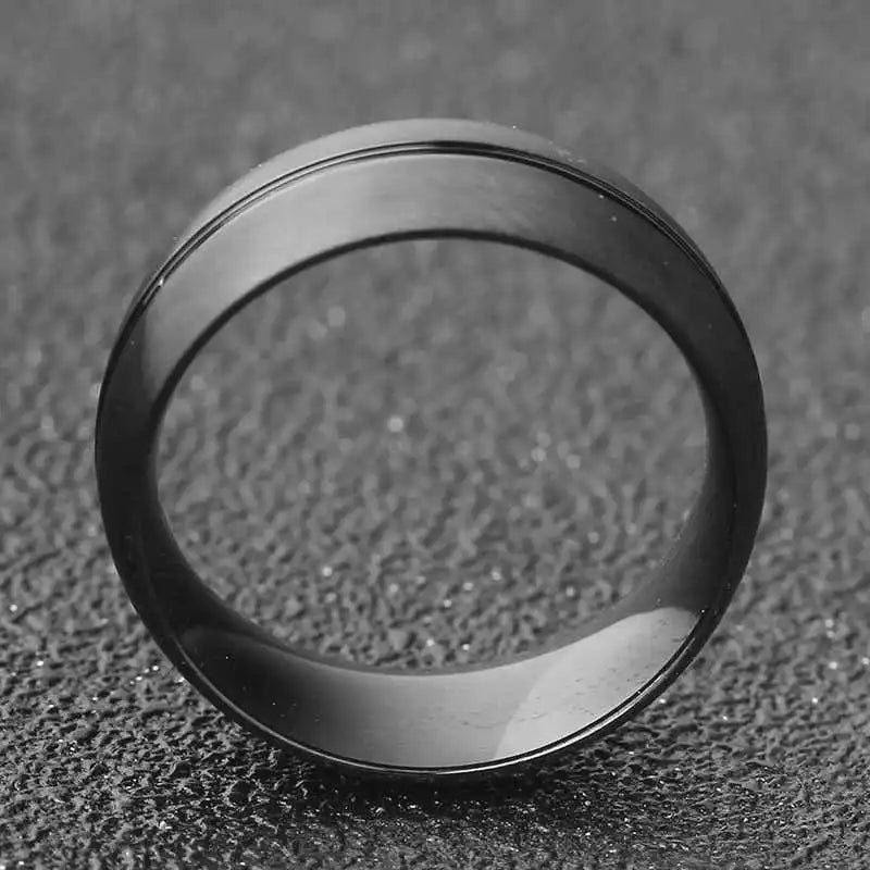 Fashion Men's Simple Ring Stainless Steel Matte Ring 2019 Luxury Brand Men's Black Arc Scrub Design Men's Jewelry