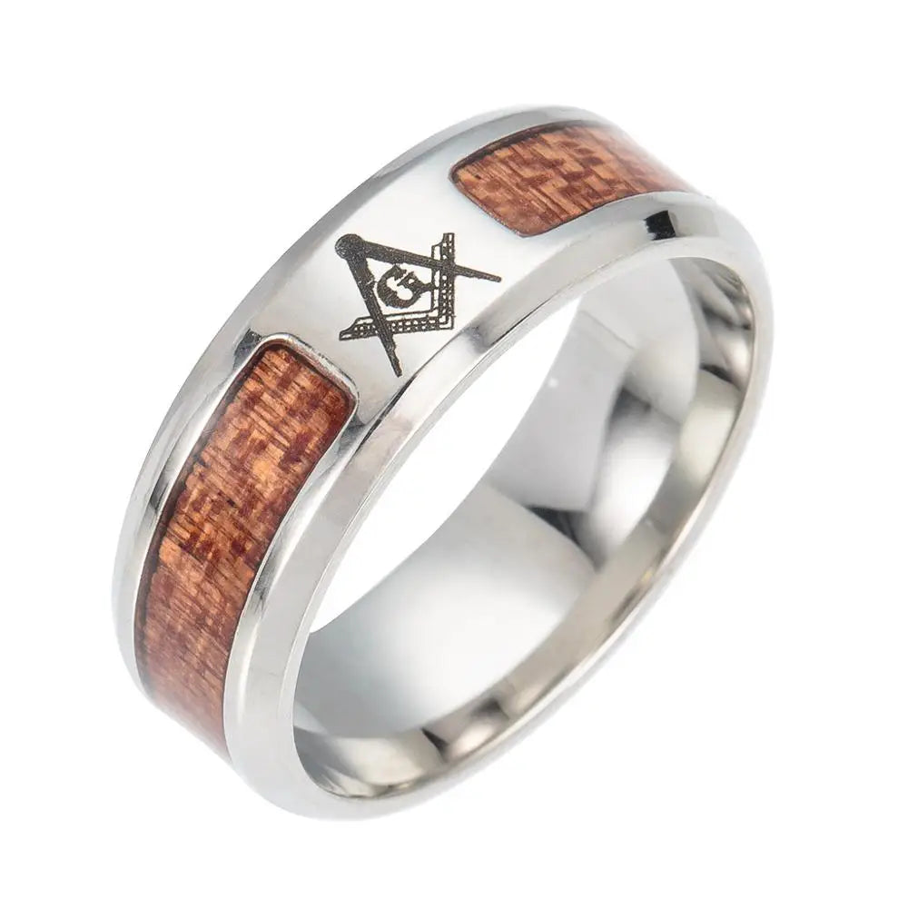 New Nordic Vikings Runes Amulet Life Tree Ring Men Stainless Steel Mosaic Wood Semi-circle Rings For Women Mens Jewelry Gift