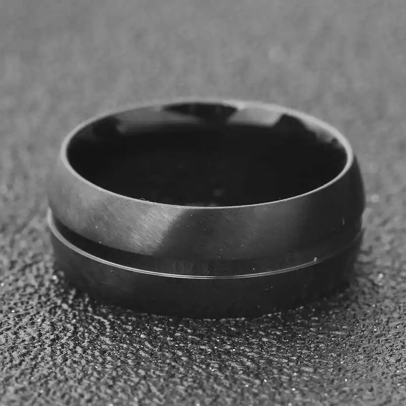 Fashion Men's Simple Ring Stainless Steel Matte Ring 2019 Luxury Brand Men's Black Arc Scrub Design Men's Jewelry