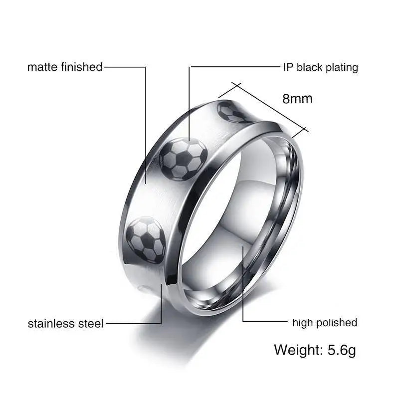 Anxiety Ring For Men Spinner Fidgets Rings Stainless Steel Basketball Football Rotate Freely Spinning Anti Stress  Jewelry