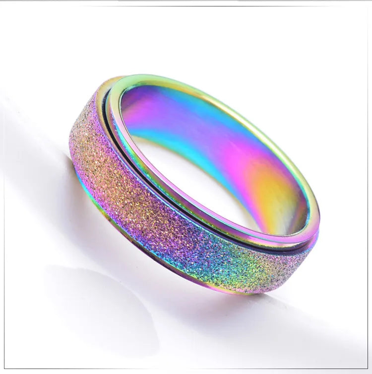 6mm Anxiety Ring for Women Men Stress Release Rotate Freely   Stainless Steel Anti Stress Accessories Jewelry Gifts