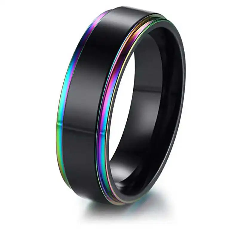 Mens Womens Rainbow Colorful LGBT Ring Stainless Steel Wedding Band Lebian & Gay Rings Drop Shipping