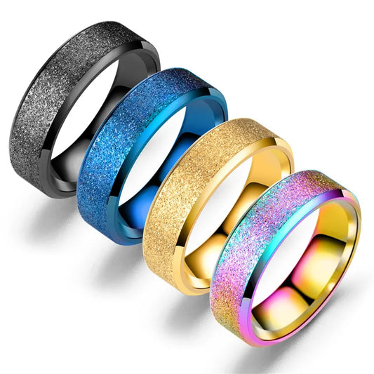 High quality colorful ring men's charm stainless steel matte ring female fashion wedding jewelry gift