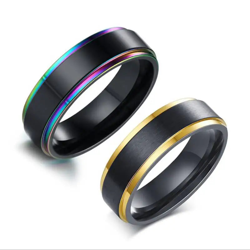 Mens Womens Rainbow Colorful LGBT Ring Stainless Steel Wedding Band Lebian & Gay Rings Drop Shipping