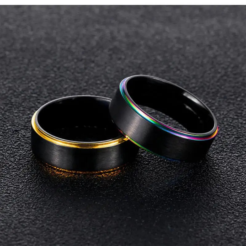 Mens Womens Rainbow Colorful LGBT Ring Stainless Steel Wedding Band Lebian & Gay Rings Drop Shipping