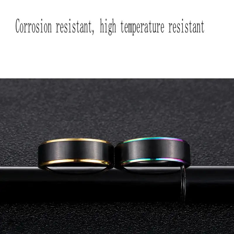 Mens Womens Rainbow Colorful LGBT Ring Stainless Steel Wedding Band Lebian & Gay Rings Drop Shipping