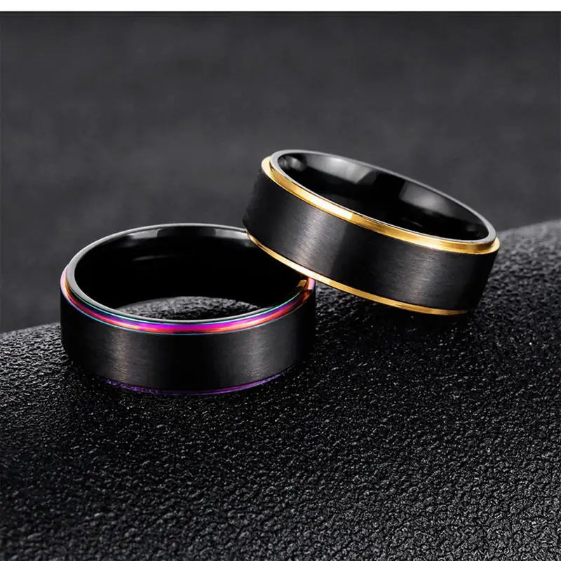 Mens Womens Rainbow Colorful LGBT Ring Stainless Steel Wedding Band Lebian & Gay Rings Drop Shipping