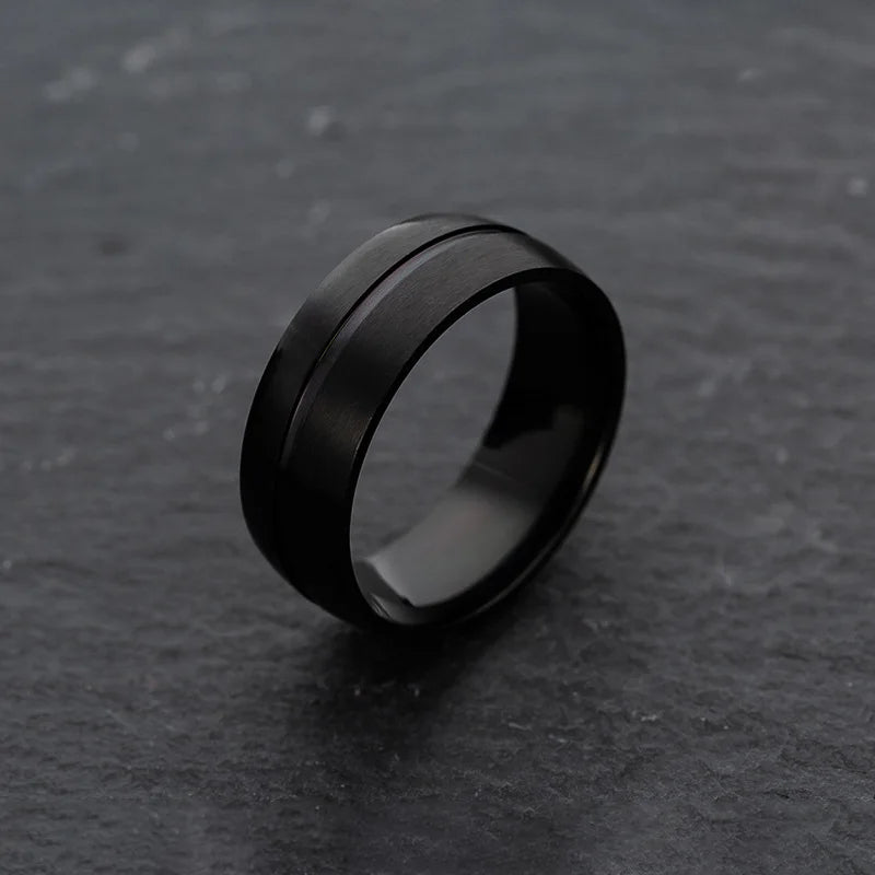 Fashion Men's Simple Ring Stainless Steel Matte Ring 2019 Luxury Brand Men's Black Arc Scrub Design Men's Jewelry